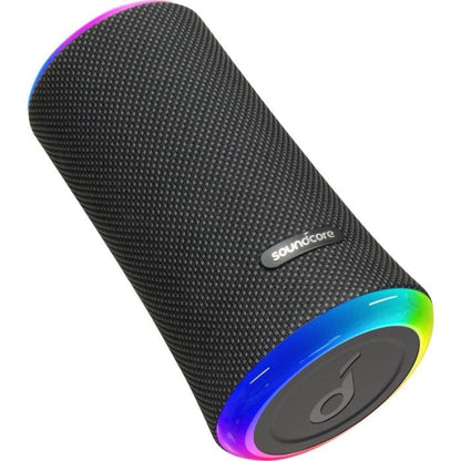 A portable Bluetooth speaker named Anker Soundcore Flare 2. It has a cylindrical shape 