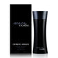 A transparent glass perfume bottle with a black cap, featuring the Armani Code logo. The bottle contains Armani Code For Men Eau De Toilette 125ML.