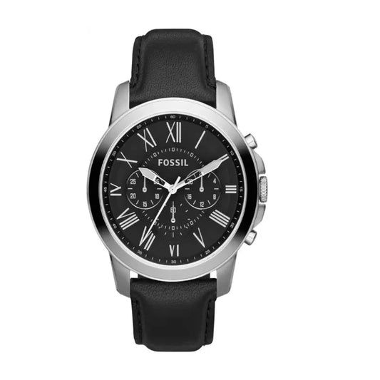 Grant Chronograph Black Leather Watch
