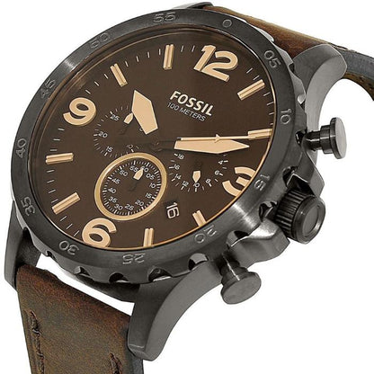 Nate Chronograph Brown Leather Watch