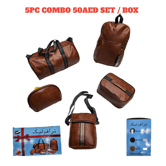 Travolic 5 Pcs Combo Bags Set- Backpack, Duffle Bag, Pouch, Crossbody, Shoulder Bag, Lunch Box Bag