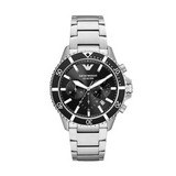 Emporio Armani  Men's Black Dial Stainless Steel Chronograph Watch - AR11360