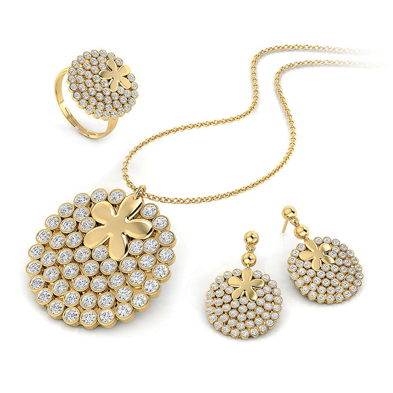 FIERRO 18K Gold Plated Pave Crystal Jewelry Set