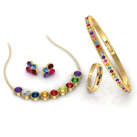 FIERRO  18K Gold Plated Multicolor Crystal Jewelry Set